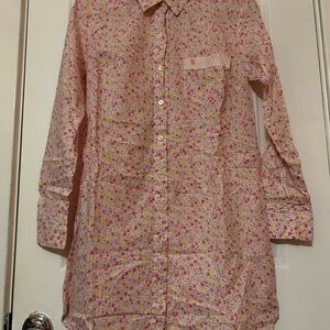 Victoria's Secret Long Sleeve Button Floral Cotton Sleep Dress Size Small NWT